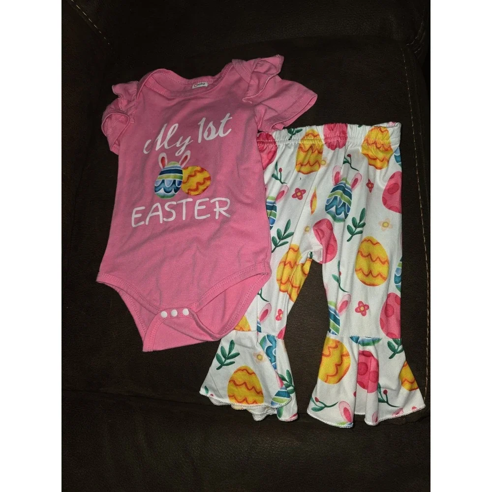 Patpat spring Easter bunny my 1st Easter bodysuit and leggings size 6 9‎ months
